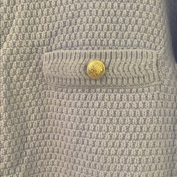 Ann Taylor hydrangea, blue button-down sweater size large - Picture 3 of 4